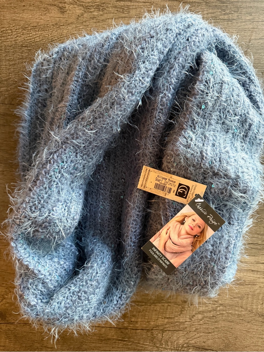 Charlie Paige Light Blue Fuzzy Knit Scarf
